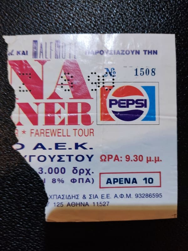 Tina Turner Athens Concert 1990 Ticket (Photo credit @marlykon)