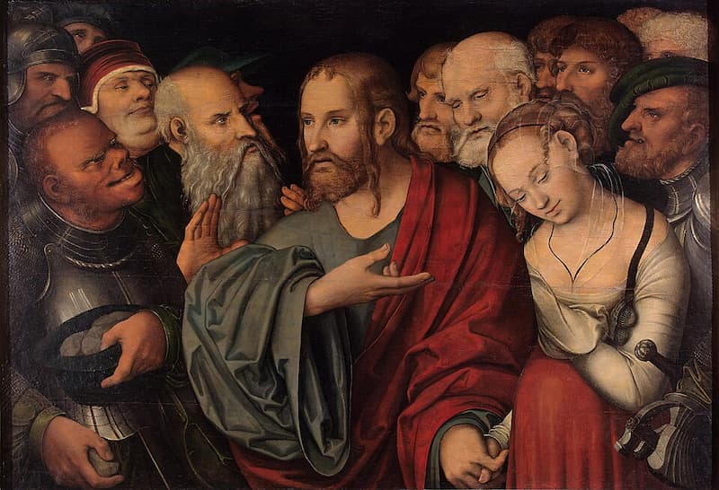 Cranach the Younger, Lucas - Christ and the adulteress Cranach the Younger, Lucas - Christ and the adulteress