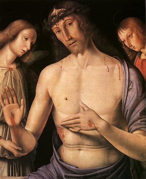 Giovanni Santi - Christ supported by two angels Giovanni Santi - Christ supported by two angels