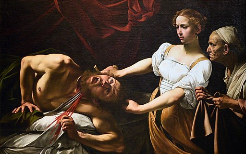 "Judith Beheading Holofernes", by Caravaggio (photo @ https://commons.wikimedia.org/) Ιουδήθ και Ολοφέρνης
